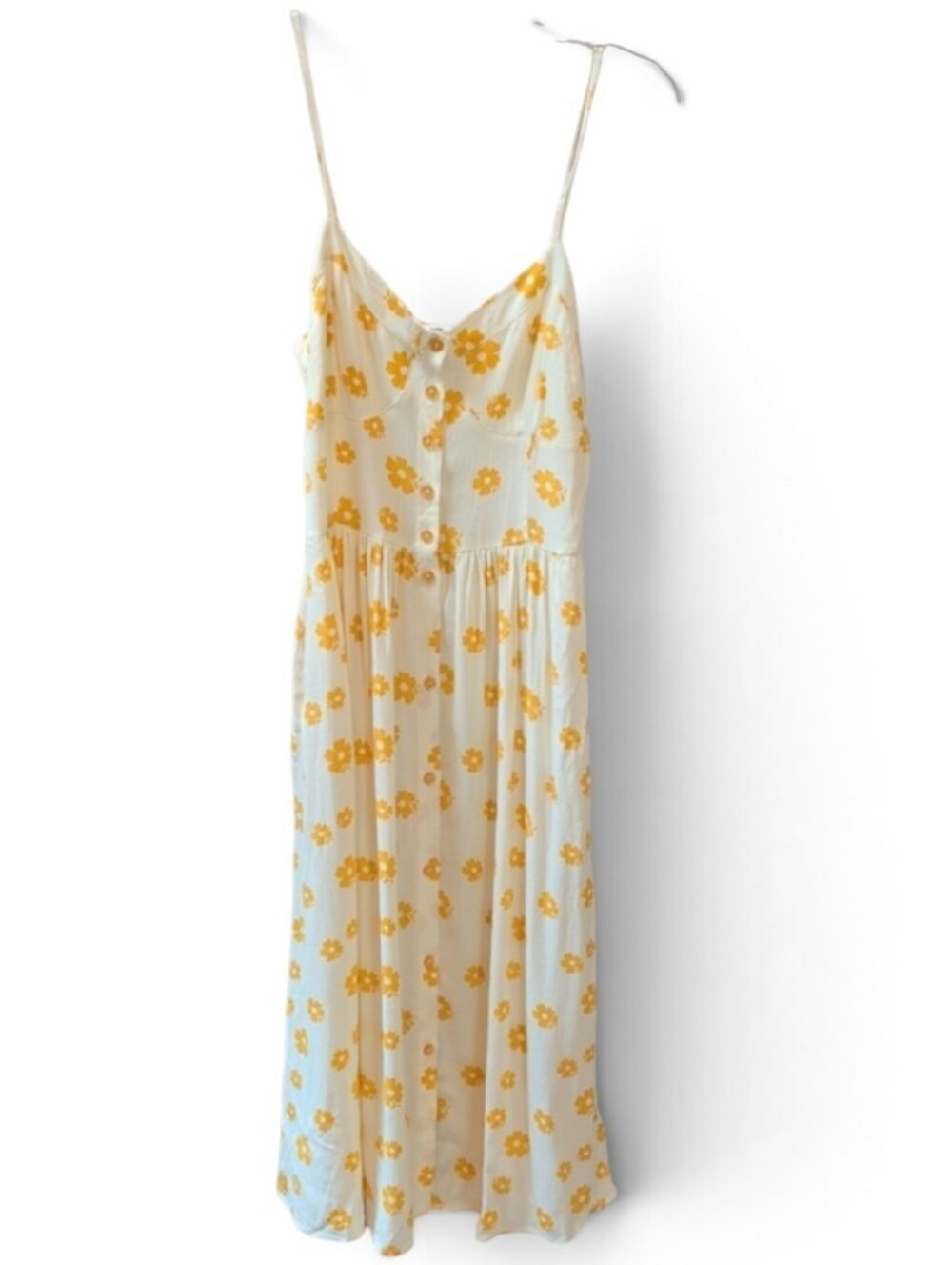 ROLLA'S, Folk Flora Gold/Yellow And White Print Sundress. Medium